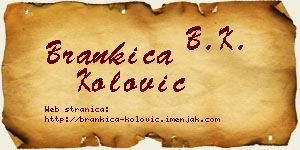 Brankica Kolović vizit kartica